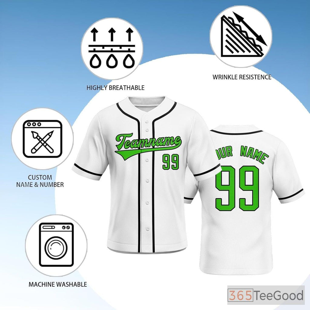 White Baseball Jersey Tee for Men & Women - Everyday Sportswear & Casual Look