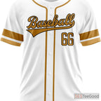 White Baseball Jersey Tee for Men & Women - Design Your Stitched Name & Number