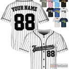 White Black Piped Baseball Jersey - Add Your Custom Name, Number, and Logo