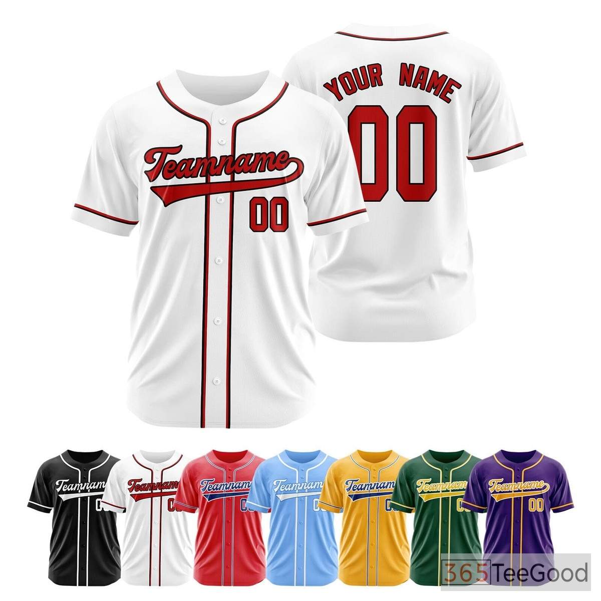 White, Black, Red Baseball Jersey for Men & Women - Personalize Your Team & Fan Look
