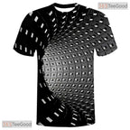 Optical Illusion White Black Tunnel 3D Printed Short Sleeve Unisex Tee Shirt Top
