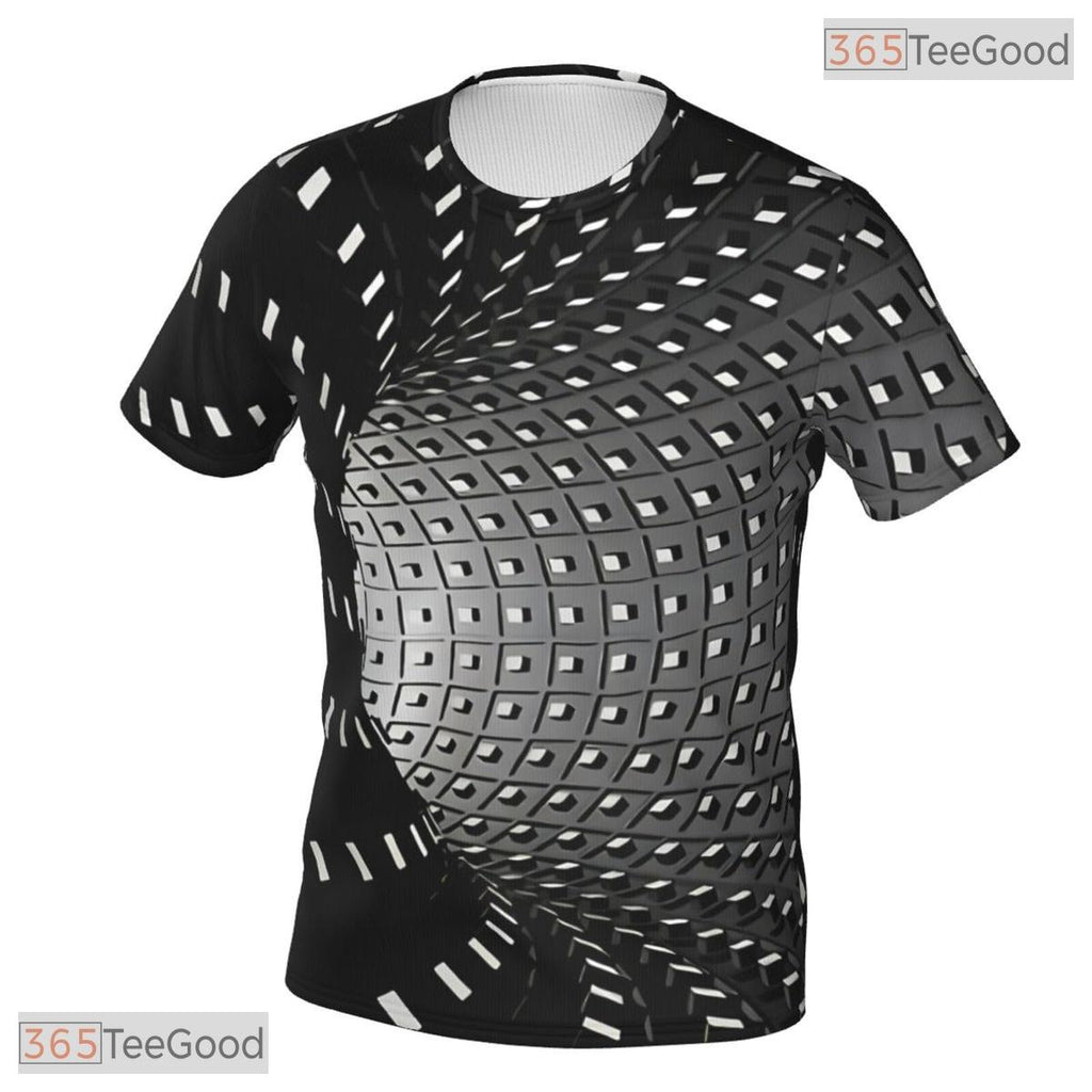 Optical Illusion White Black Tunnel 3D Printed Short Sleeve Unisex Tee Shirt Top