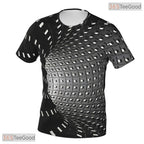 Optical Illusion White Black Tunnel 3D Printed Short Sleeve Unisex Tee Shirt Top