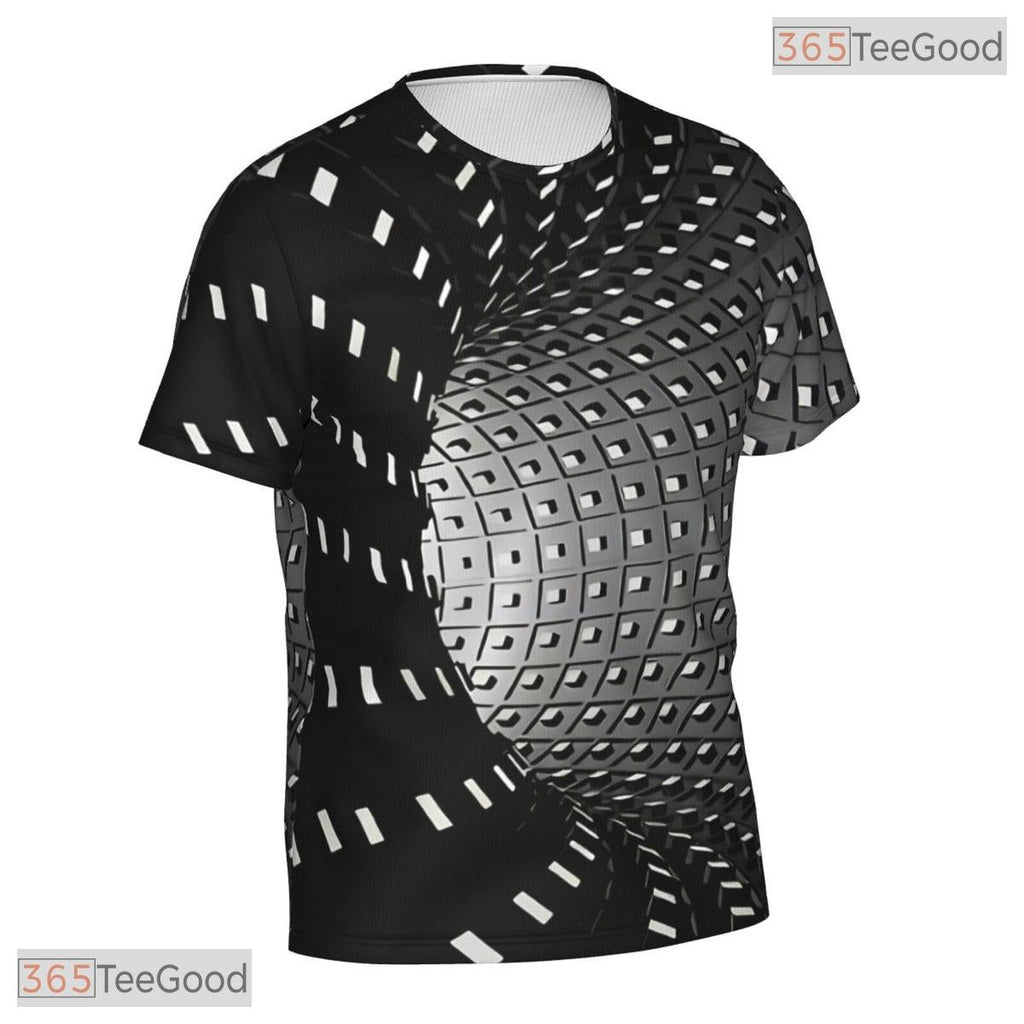 Optical Illusion White Black Tunnel 3D Printed Short Sleeve Unisex Tee Shirt Top