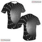 Optical Illusion White Black Tunnel 3D Printed Short Sleeve Unisex Tee Shirt Top