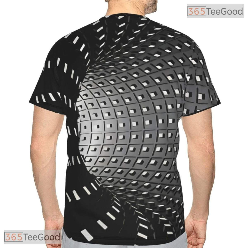 Optical Illusion White Black Tunnel 3D Printed Short Sleeve Unisex Tee Shirt Top
