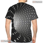 Optical Illusion White Black Tunnel 3D Printed Short Sleeve Unisex Tee Shirt Top