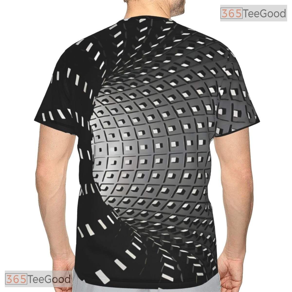 Optical Illusion White Black Tunnel 3D Printed Short Sleeve Unisex Tee Shirt Top