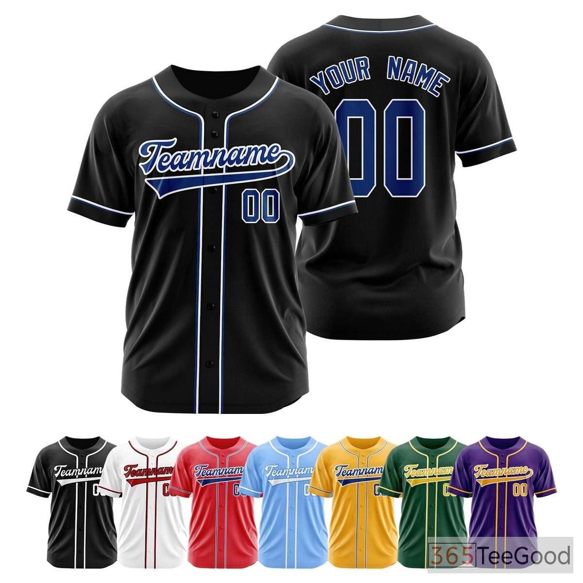 White, Black & Blue Baseball Jersey Tee for Men & Women - Personalized Team & Fan Wear