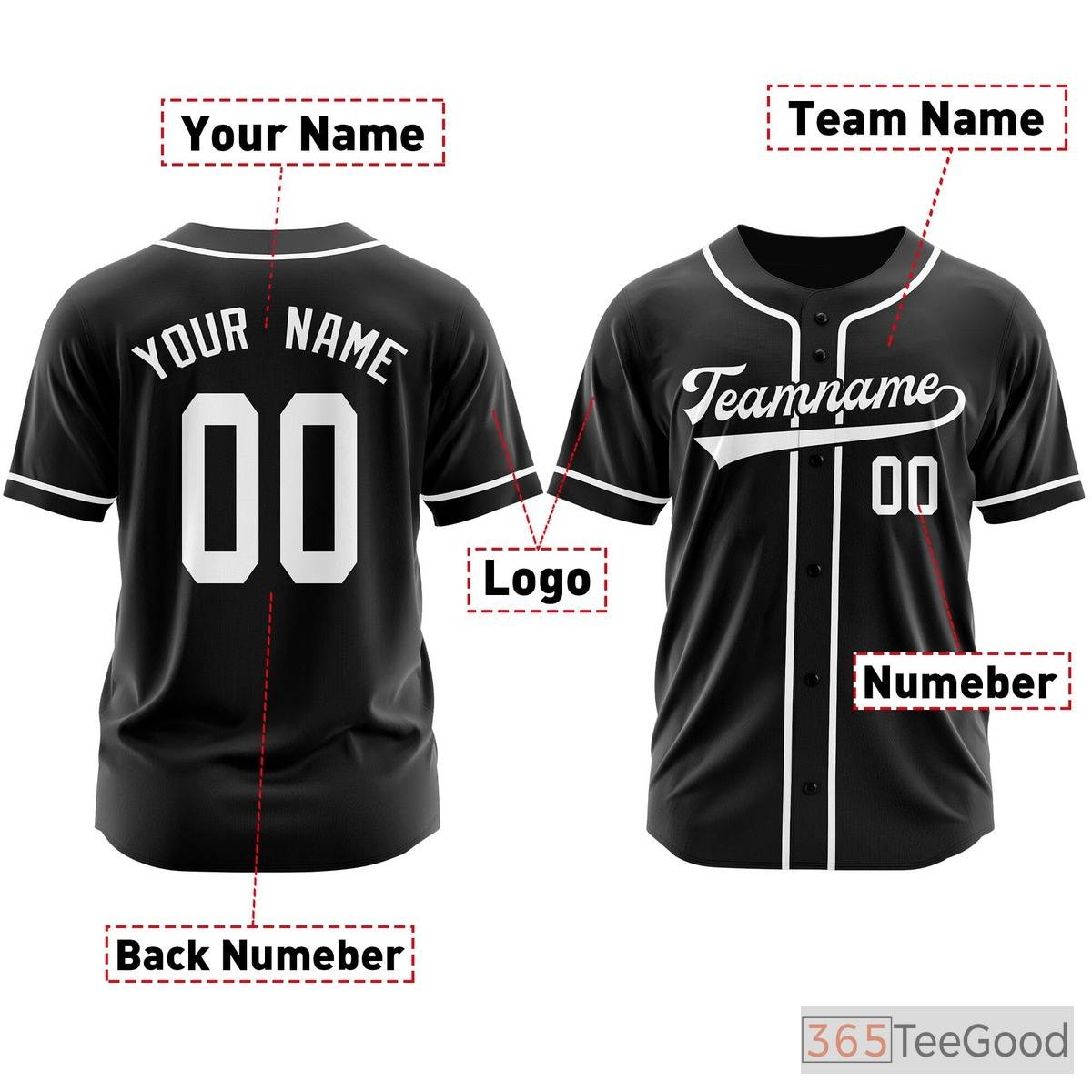 White, Black & Blue Baseball Jersey Tee for Men & Women - Personalized Team & Fan Wear