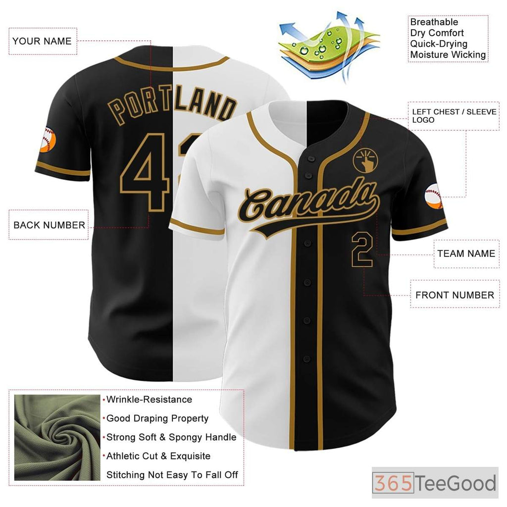 White, Black & Gold Baseball Jersey Tee for Men & Women - A Foundation for Your Custom Look