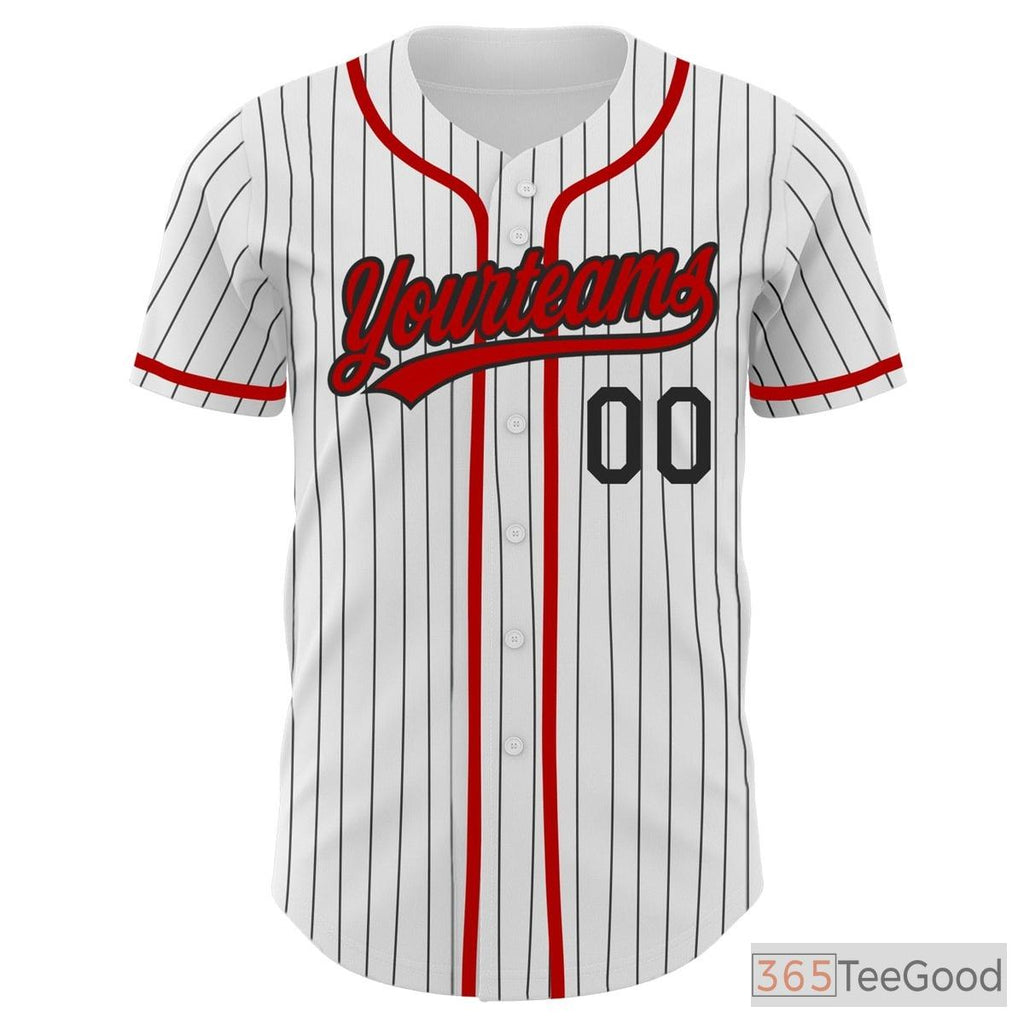 White, Black & Red Baseball Jersey Tee for Men & Women - Your Custom Team Base