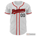 White, Black & Red Baseball Jersey Tee for Men & Women - Your Custom Team Base