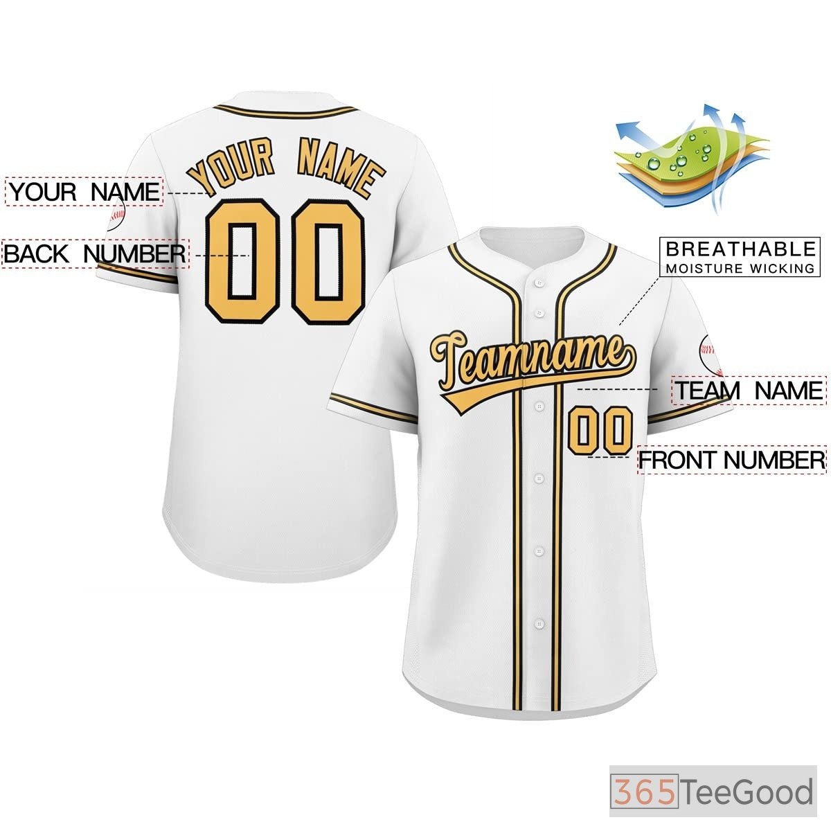 White, Black & Yellow Baseball Jersey Tee for Men & Women - A classic blend for daily comfort