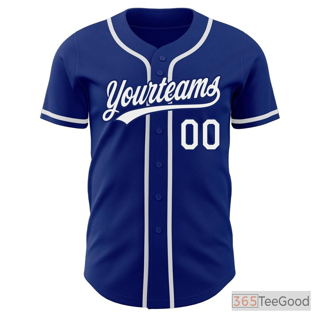 White Blue Baseball Jersey Tee for Men & Women - Personalized Team Uniform