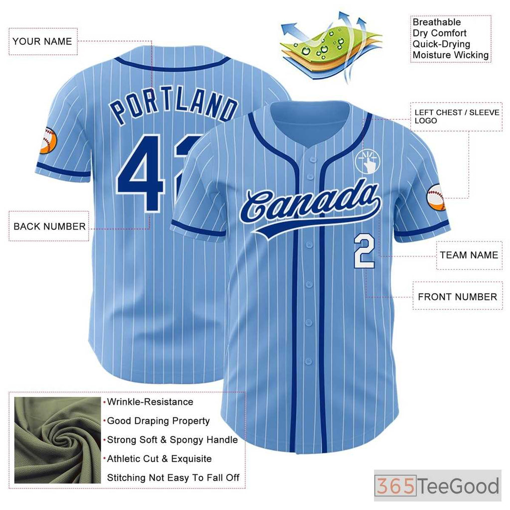 White Blue Baseball Jersey Tee for Men & Women - Built for Your Team Identity