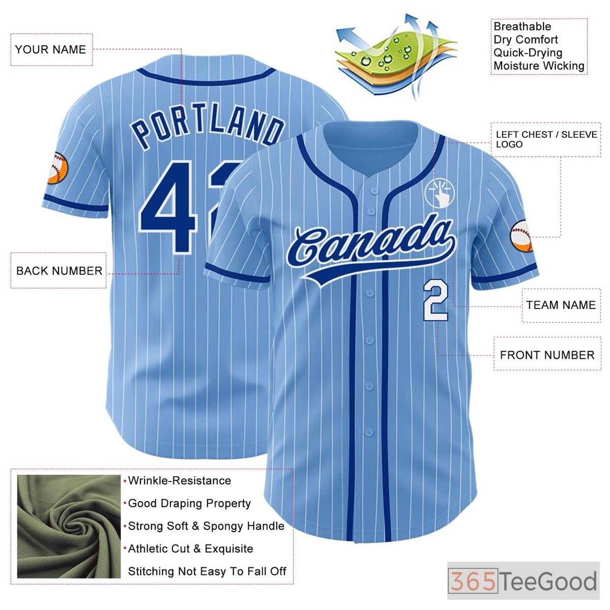 White Blue Baseball Jersey Tee for Men & Women - Built for Your Team Identity