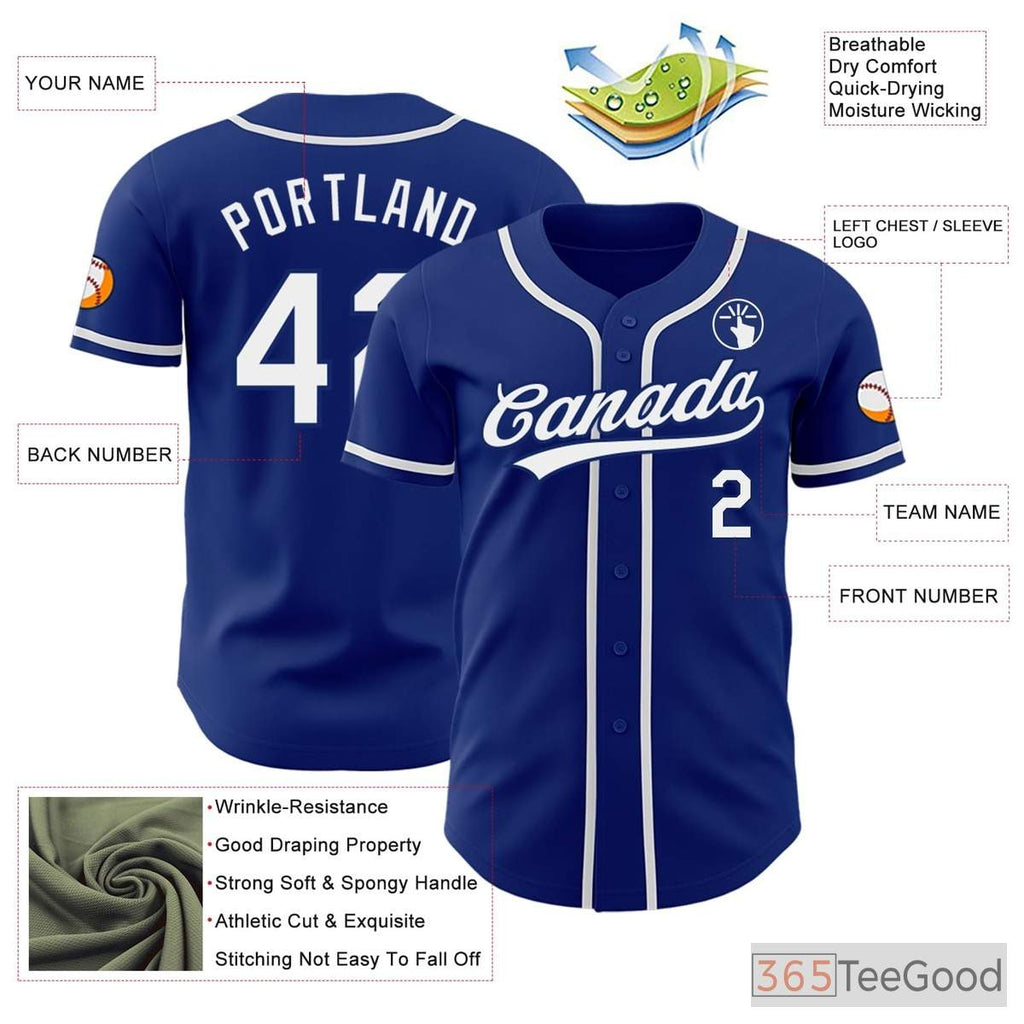 White Blue Baseball Jersey Tee for Men & Women - Personalized Team Uniform