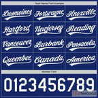 White Blue Baseball Jersey Tee for Men & Women - Personalized Team Uniform