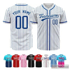 White Blue Striped Baseball Jersey for Men & Women - A classic choice for relaxed daily wear