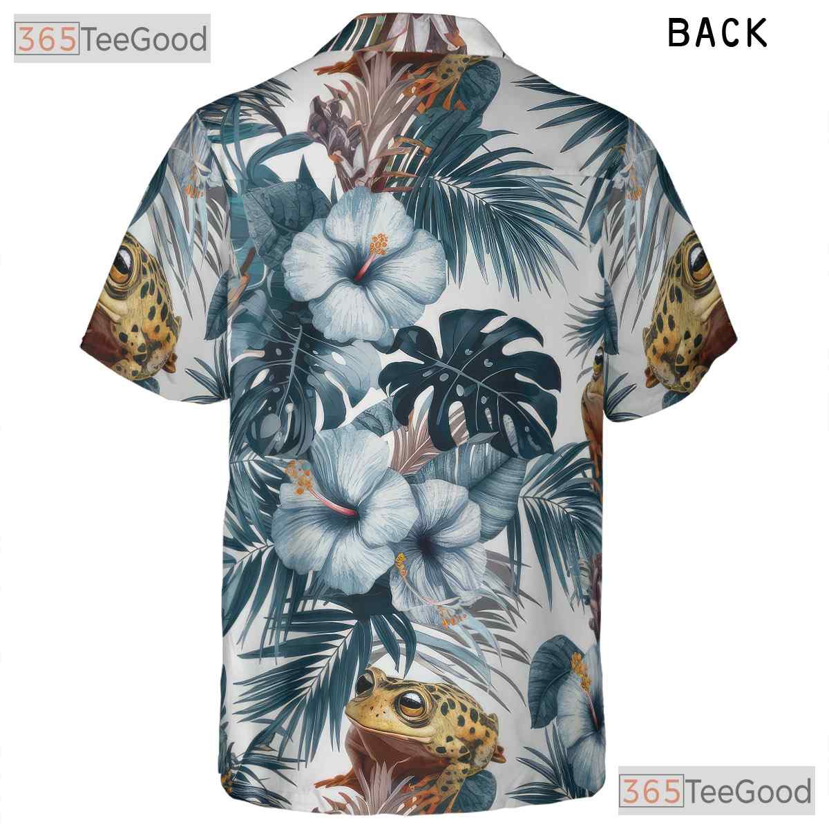 White Blue Tropical Frog Casual Style Hawaiian Tee Men Women Summer Beach Outfit
