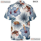 White Blue Tropical Frog Print Casual Aesthetic Hawaiian Shirt Unisex Summer Top