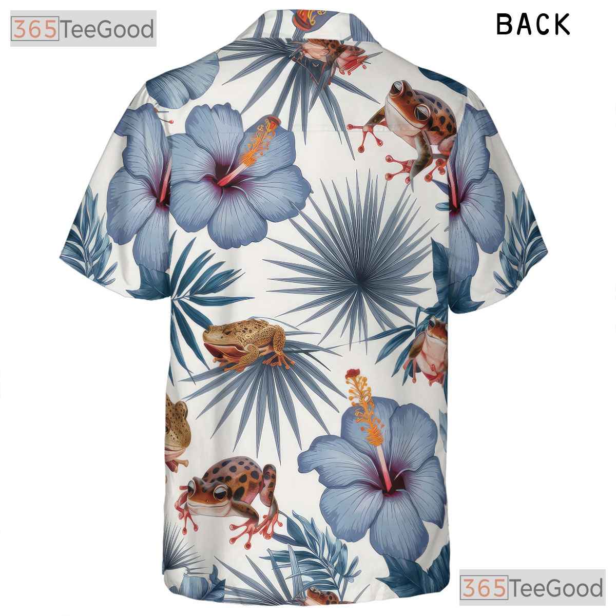 White Blue Tropical Frog Print Casual Aesthetic Hawaiian Shirt Unisex Summer Top