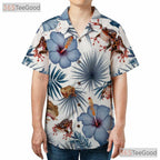 White Blue Tropical Frog Print Casual Aesthetic Hawaiian Shirt Unisex Summer Top