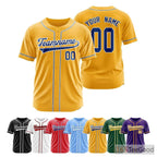 White Blue Yellow Baseball Jersey for Men & Women - Personalize Your Team Look