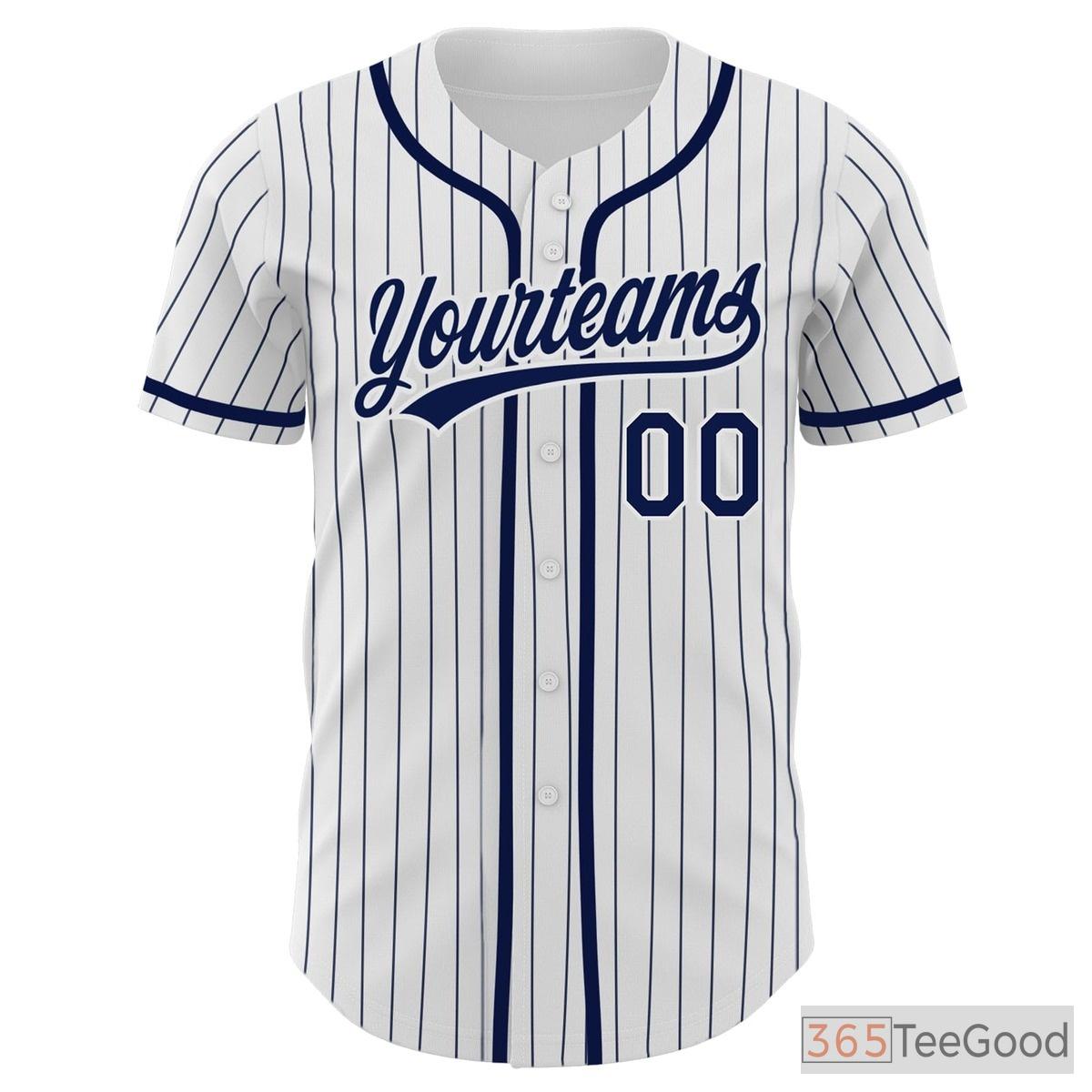 White, Blue & Navy Baseball Jersey Tee for Men & Women - Your Custom Design Canvas