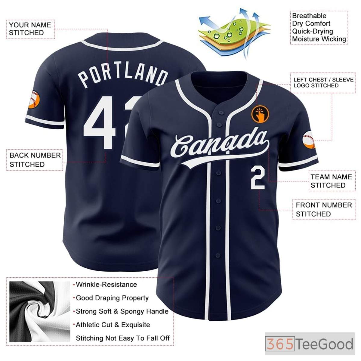 White, Blue & Navy Baseball Jersey for Men & Women - Personalize Your Look
