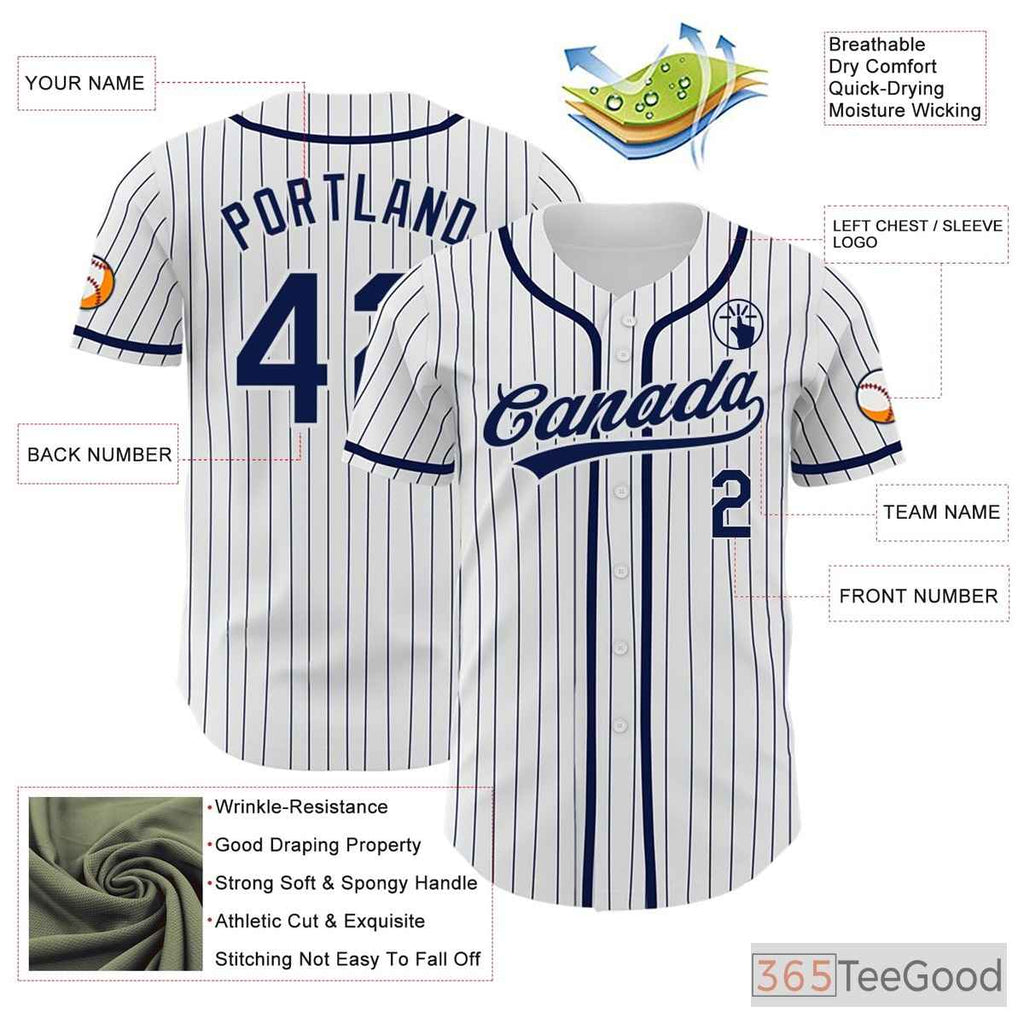 White, Blue & Navy Baseball Jersey Tee for Men & Women - Your Custom Design Canvas