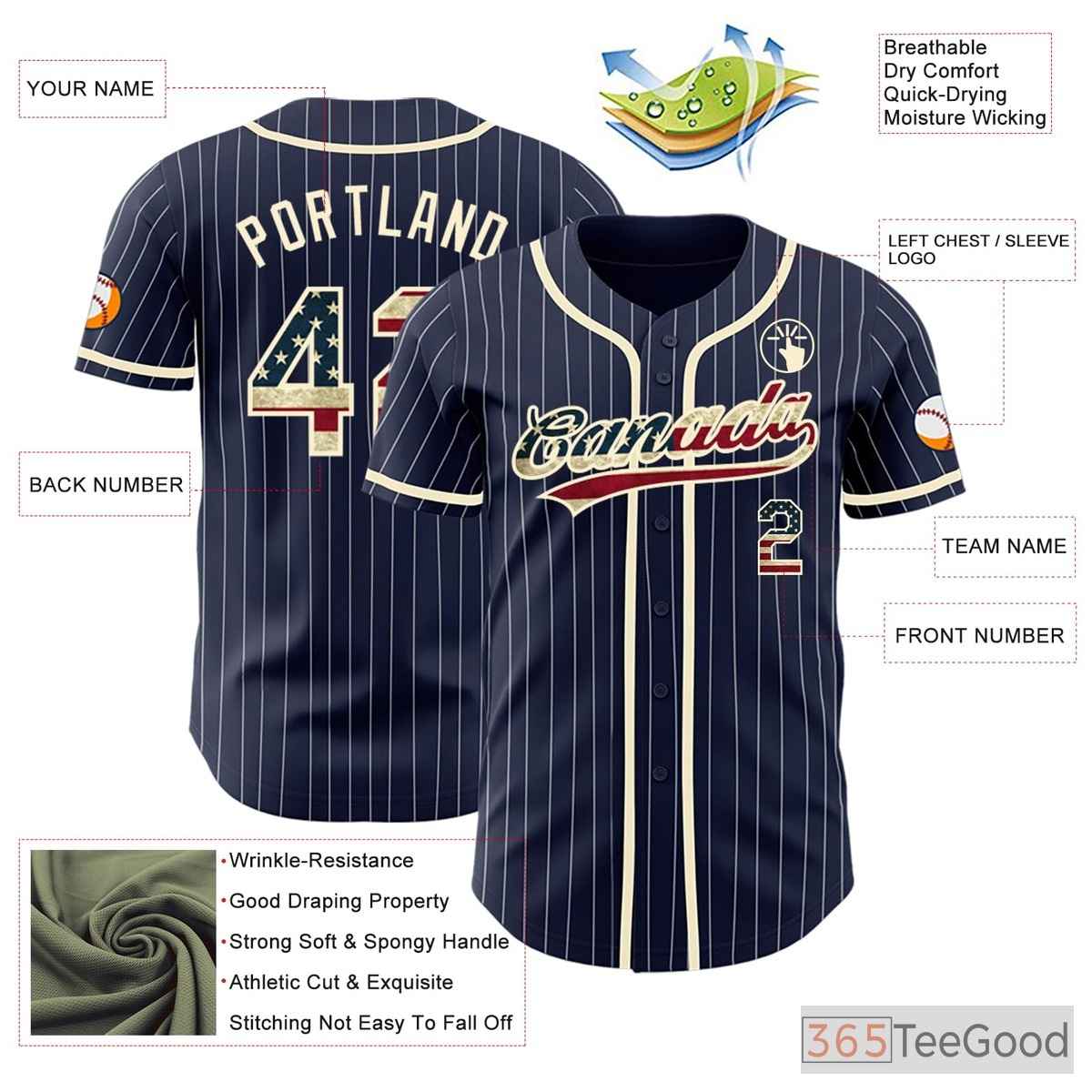 White, Blue & Navy Baseball Jersey Tee for Men & Women - Ready for Your Unique Design