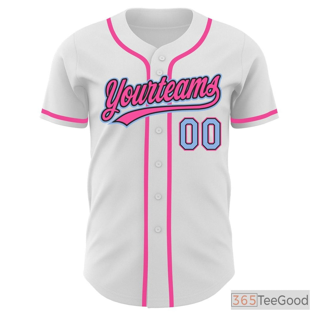 White, Blue & Pink Baseball Jersey Tee for Men & Women - Your Customizable Design