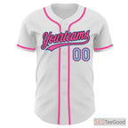 White, Blue & Pink Baseball Jersey Tee for Men & Women - Your Customizable Design