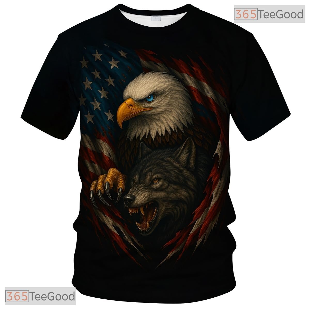 White Brown USA Bald Eagle American Flag Style 3D Printed Casual Unisex T-Shirt Styles