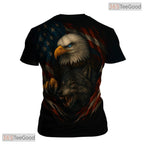 White Brown USA Bald Eagle American Flag Style 3D Printed Casual Unisex T-Shirt Styles