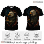 White Brown USA Bald Eagle American Flag Style 3D Printed Casual Unisex T-Shirt Styles