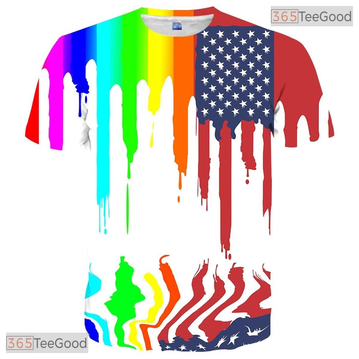White Colorful Graphic Fashion 3D Printed Short Sleeve Unisex T-Shirt Tops Styles