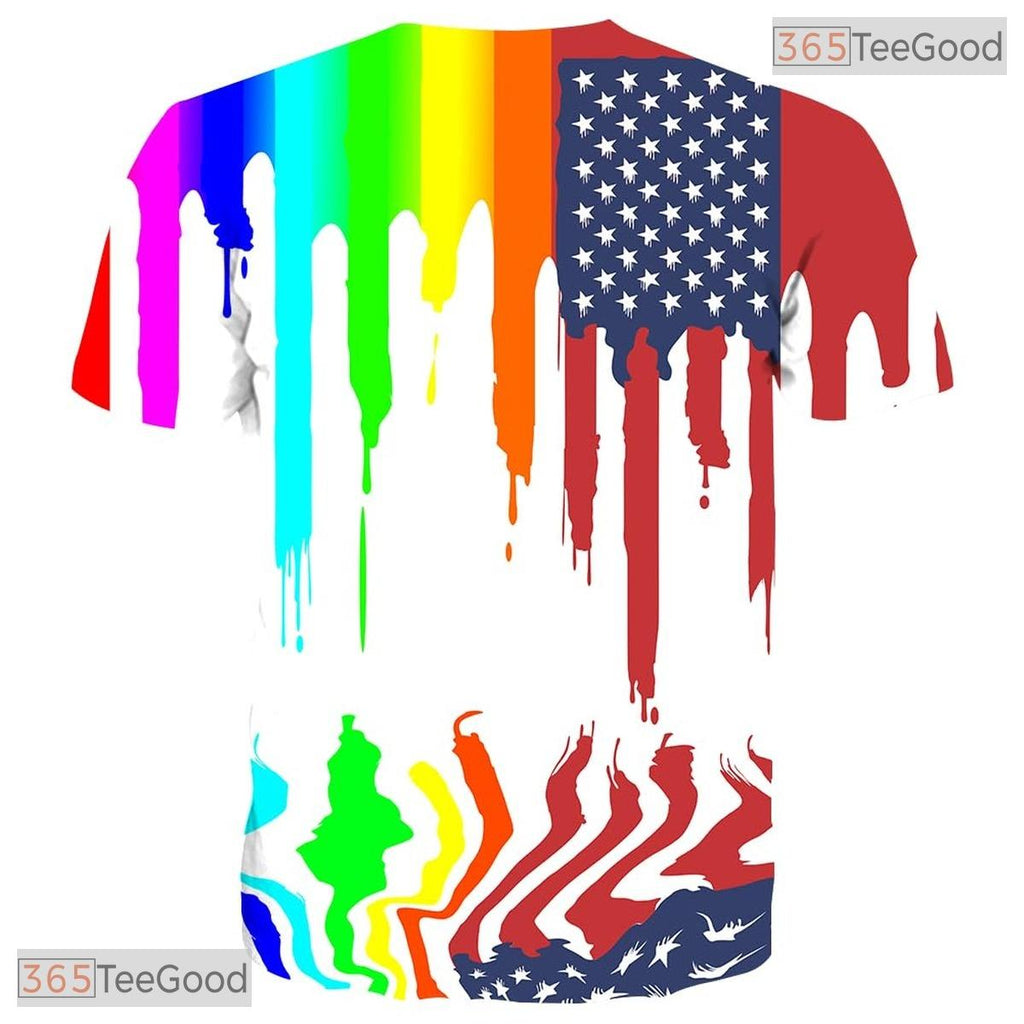 White Colorful Graphic Fashion 3D Printed Short Sleeve Unisex T-Shirt Tops Styles