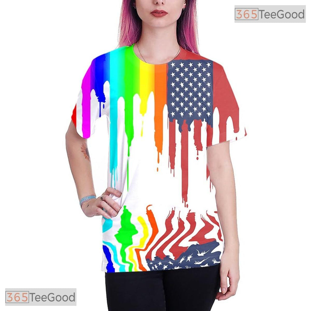 White Colorful Graphic Fashion 3D Printed Short Sleeve Unisex T-Shirt Tops Styles