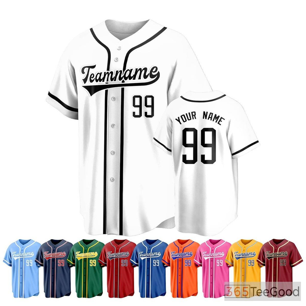 White Custom Baseball Jersey Tee for Men & Women - Design Your Own Name & Number