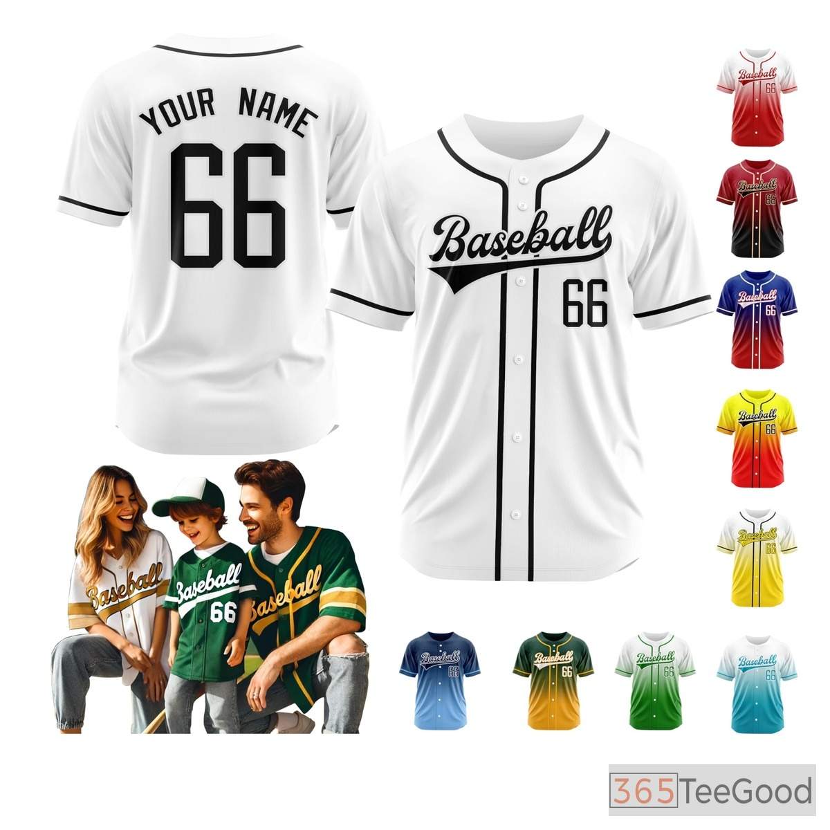 White Custom Baseball Jersey Tee for Men & Women - Personalized Stitched Name & Number
