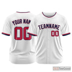 White Custom Baseball Jersey Tee Personalized with Team Name & Number, Printed or Stitched for Men Women