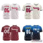 White Custom Baseball Jersey Tee Personalized Printed Name Number for Men Women