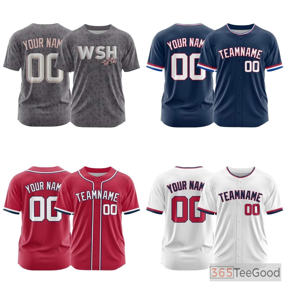 White Custom Baseball Jersey Tee Personalized with Team Name & Number, Printed or Stitched for Men Women