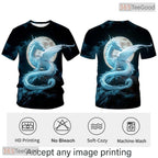 White Mythical Dragon Funny Graphic Novelty 3D Printed Casual Unisex T-Shirt Top
