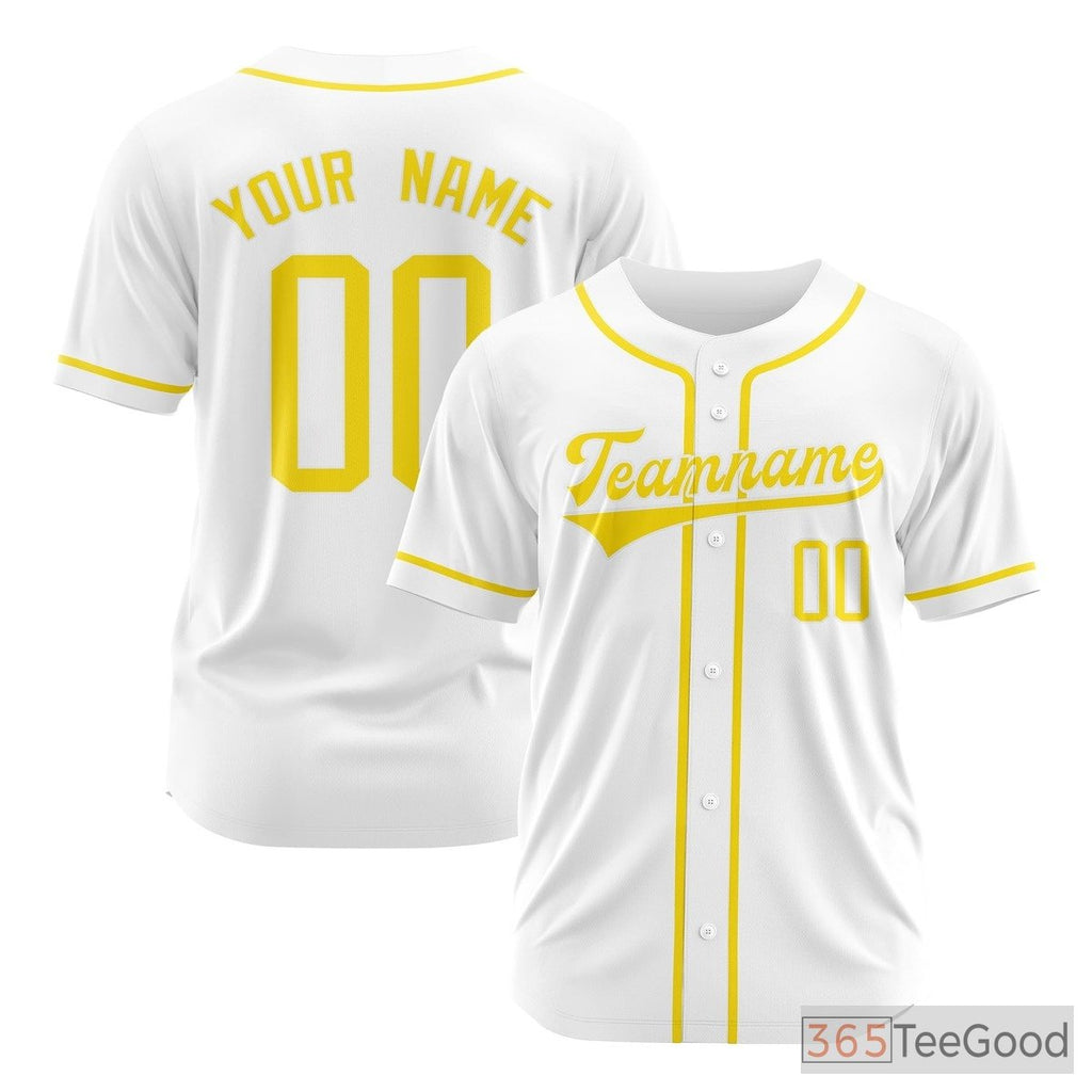 White Gold Baseball Jersey for Men & Women with Your Name & Number
