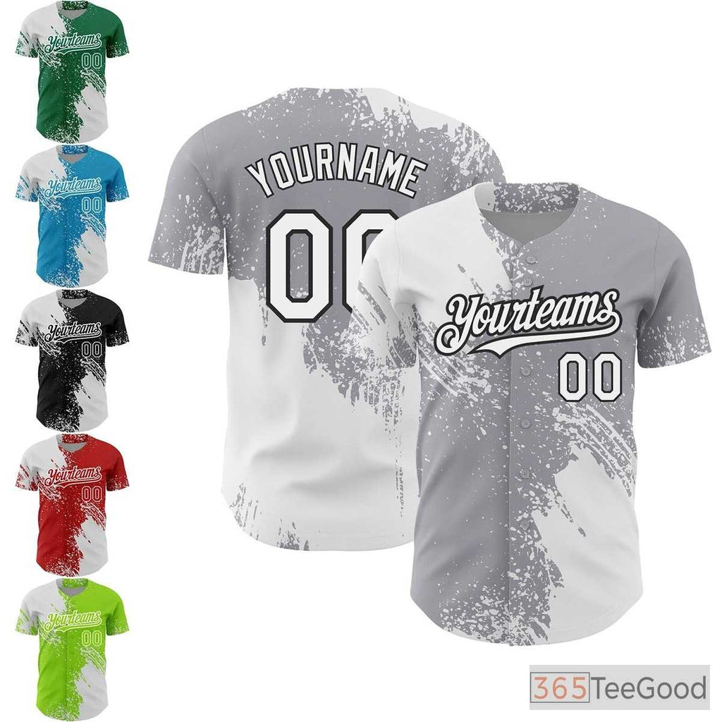 White Gray Baseball Jersey Tee - Customizable with Stitched Name and Number