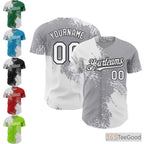 White Gray Baseball Jersey Tee - Customizable with Stitched Name and Number